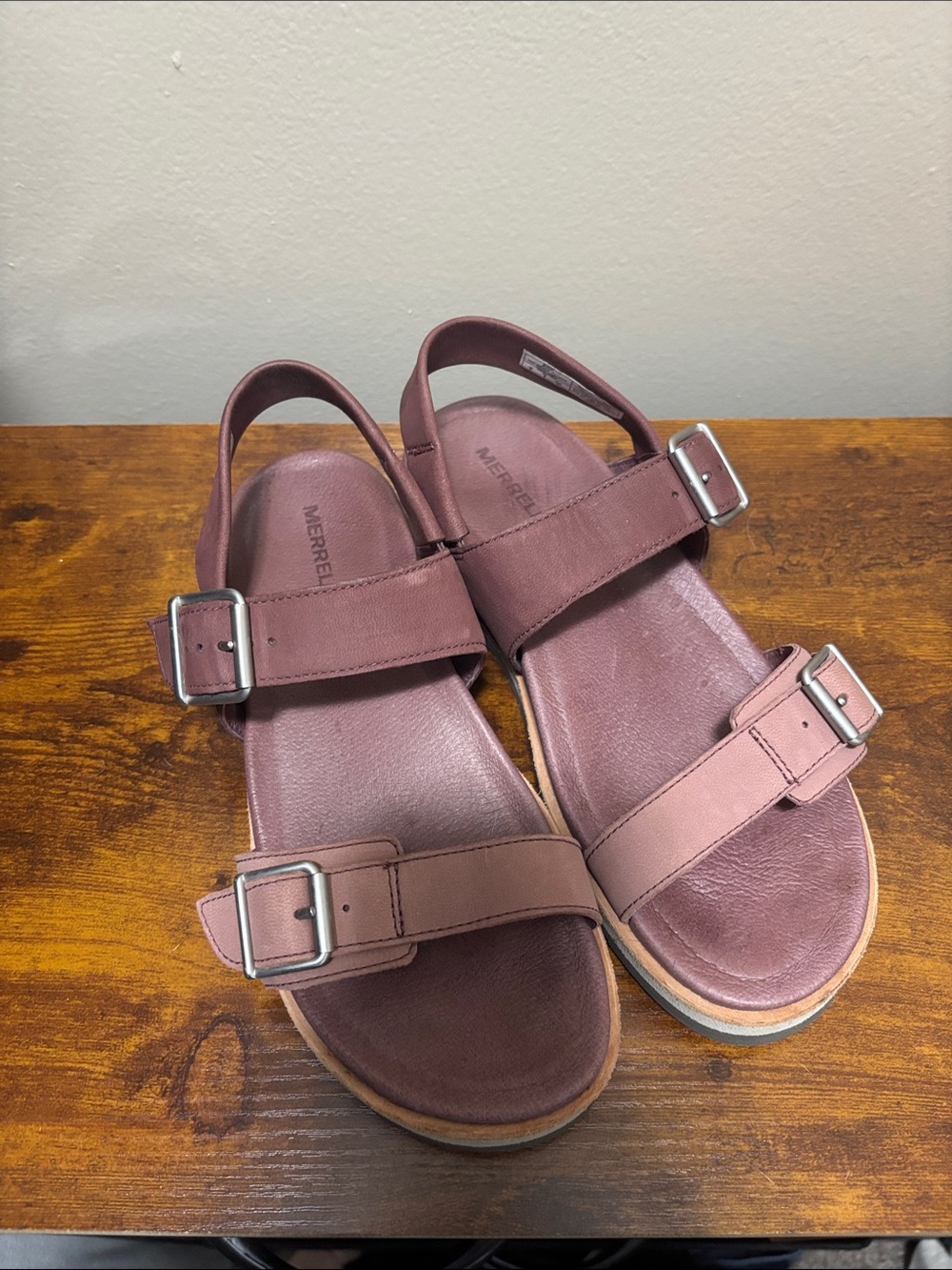 Merrell Women's Brown Leather Buckle Sandals